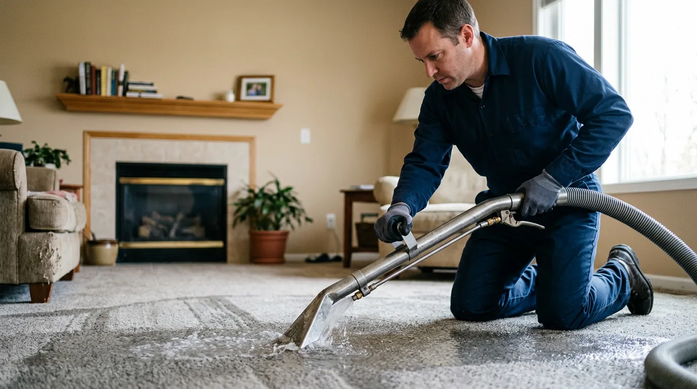 Water damage restoration technician working near Lyons, IN